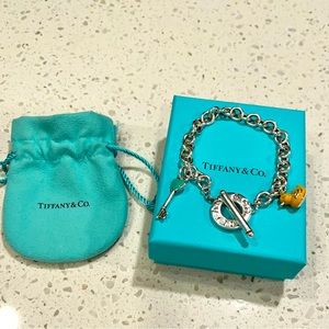 Tiffany & Co. sterling silver toggle bracelet w/ rare duck charm & key